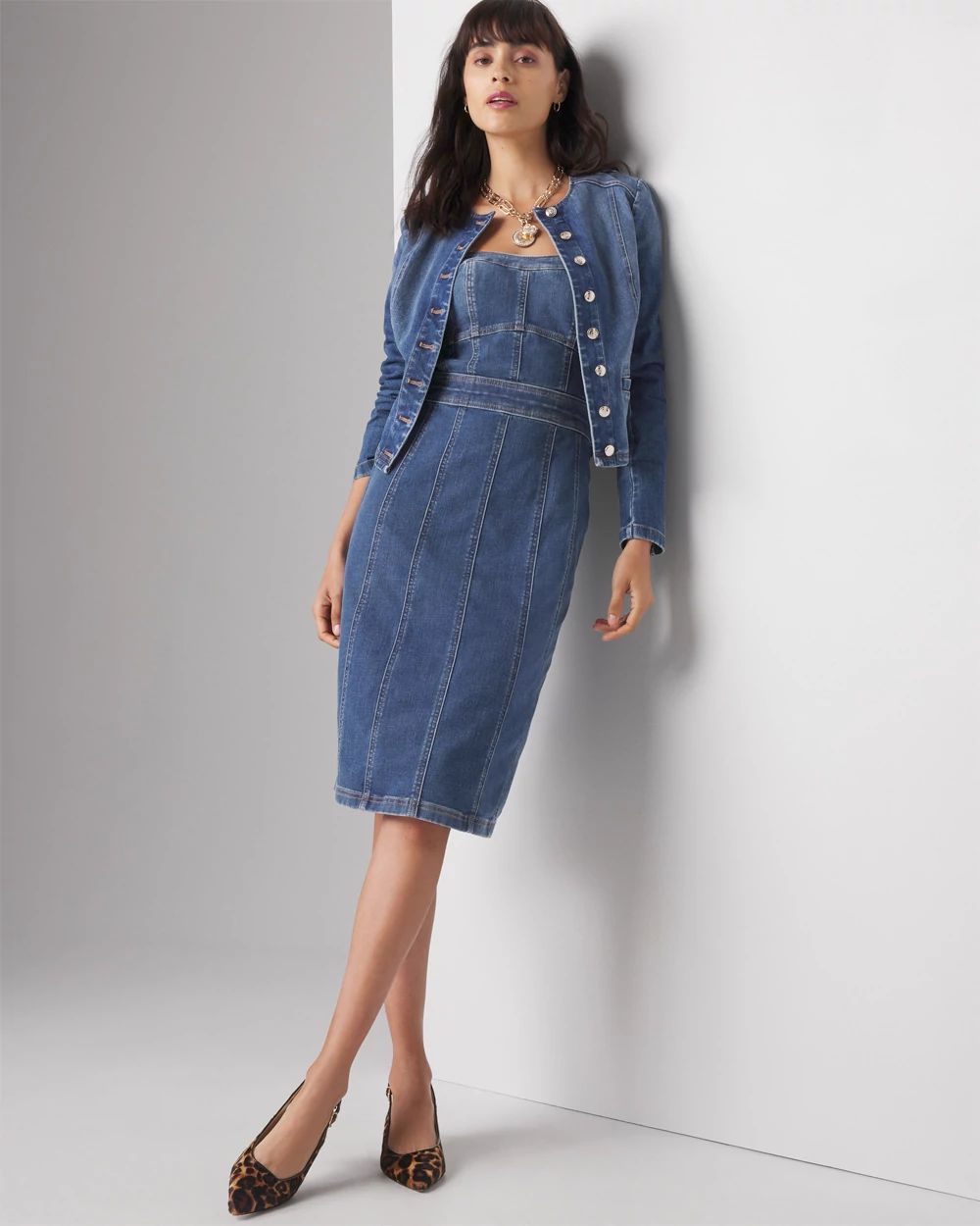 RONRON ♥ NON FADE POCKET HEART POINT DENIM DRESS Strapless Denim Dress | White House Black Market